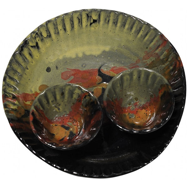 A Non-Pattern Glazed Fluted Double Cup Chip and Dip