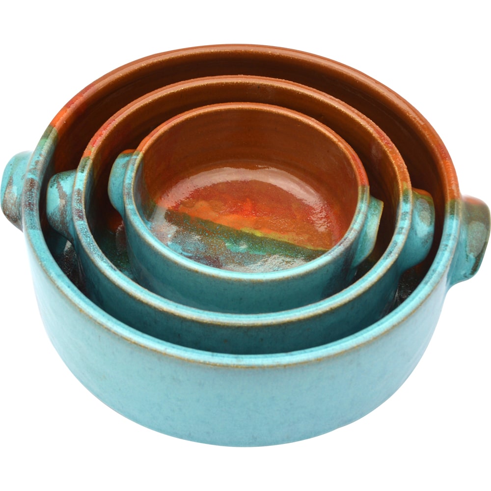 A Non-Pattern Glazed Set of Three Bakers