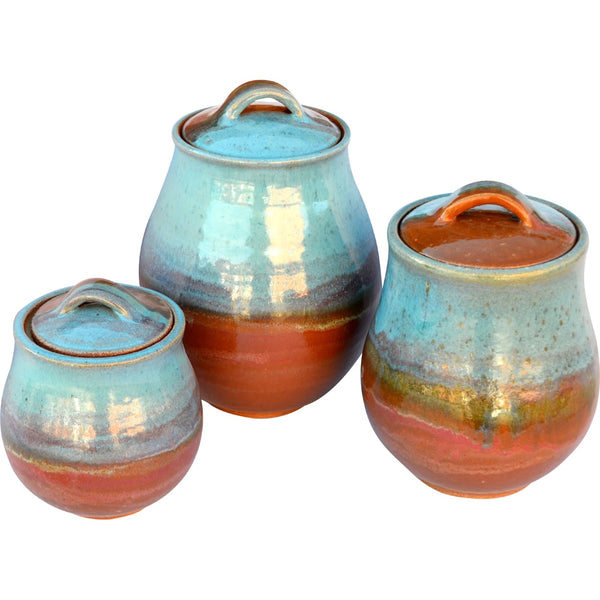 A Set of Three Non-Pattern Glazed Canisters