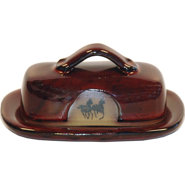 Double Running Horse Butter Dish