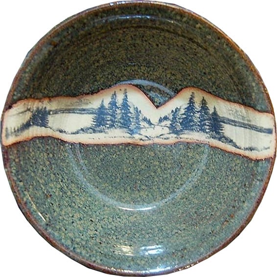 Large Mountain Scene Serving Bowl