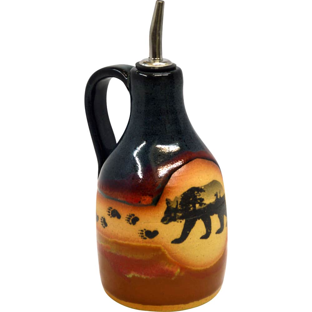 Mountain Scene Beartracks Oil Cruet with Handle and Spout