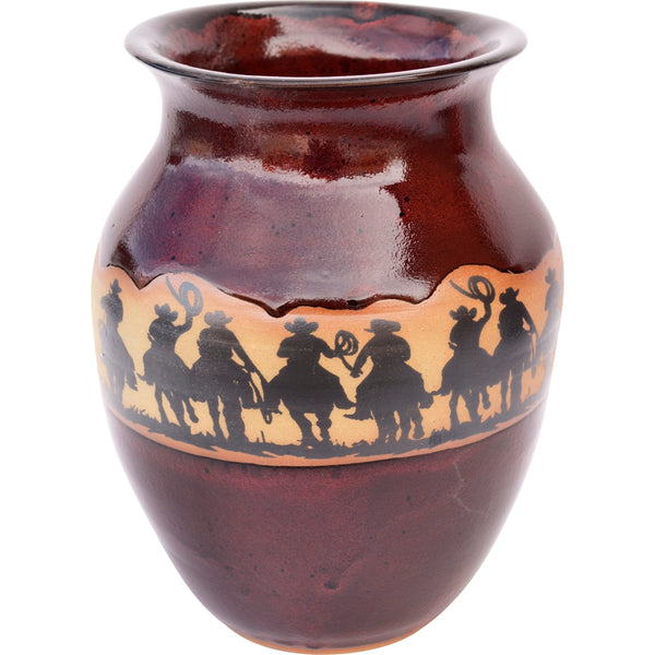 Cowboy Roundup Wide Neck Vase