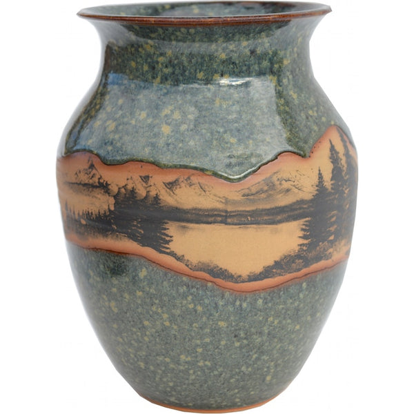 Mountain Scene Wide Neck Vase