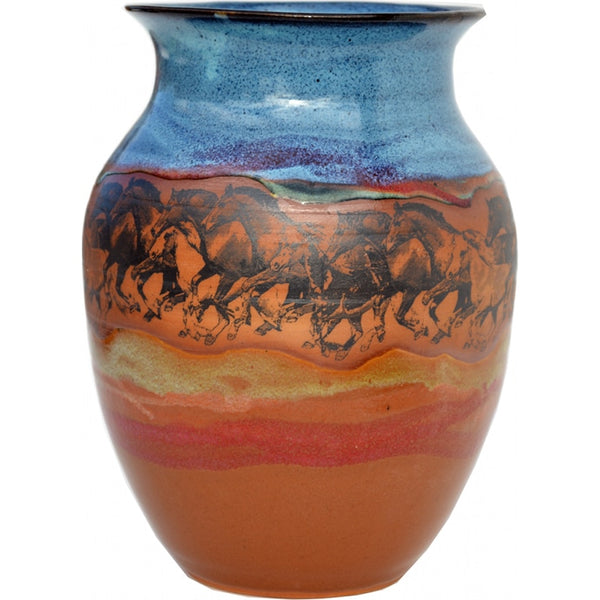 Wild Horses Wide Neck Vase