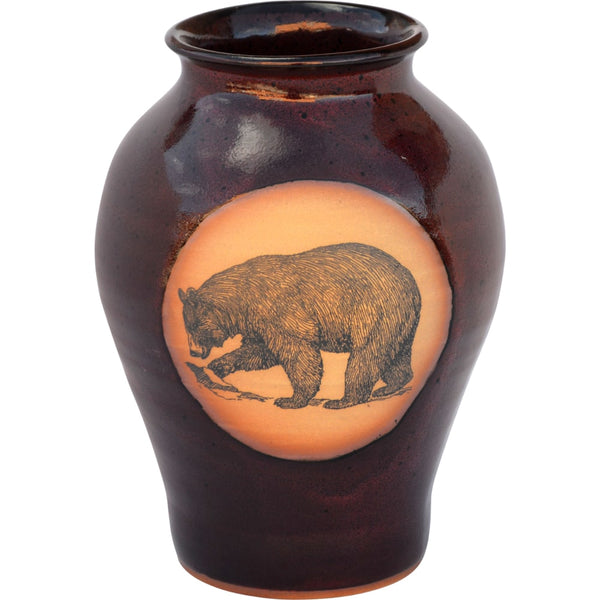 Fishing Bear Medium Neck Vase