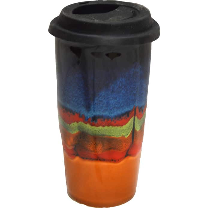 A Non-Pattern Glazed Double Walled Tall Travel Mug