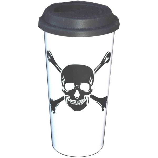 Black Skull N Crossbones Double Walled Travel Mug