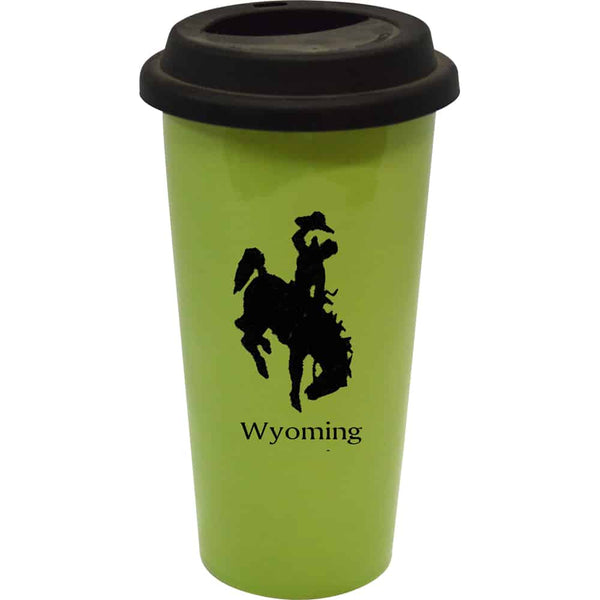 Bucking Bronco Wyoming Double Walled Travel Mug