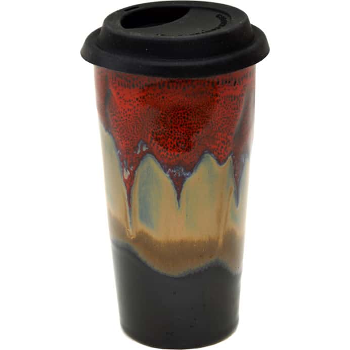 A Non-Pattern Glazed Double Walled Tall Travel Mug