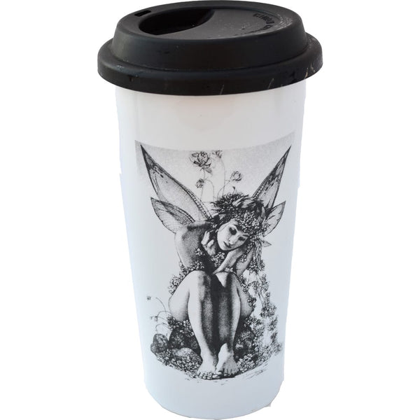 Fairy Flowers Double Walled Travel Mug