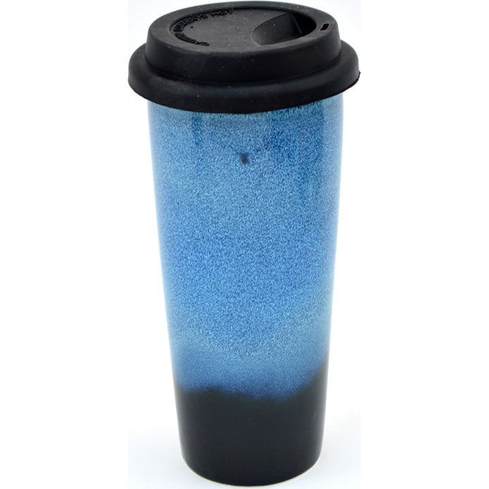 A Non-Pattern Glazed Double Walled Tall Travel Mug