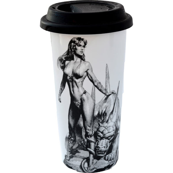 Lady with Beast Double Walled Travel Mug