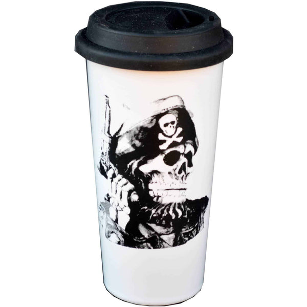 Pirate Skull with Gun Double Walled Travel Mug