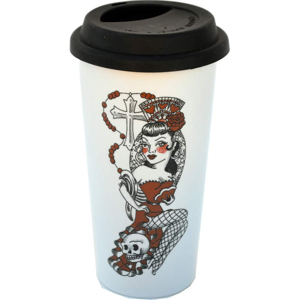 Queen of Hearts Double Walled Travel Mug