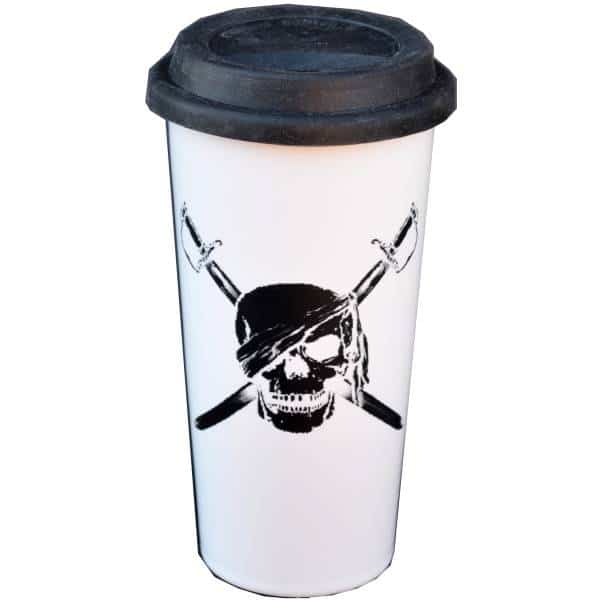 Patched Skull and Crossbones Double Walled Travel Mug