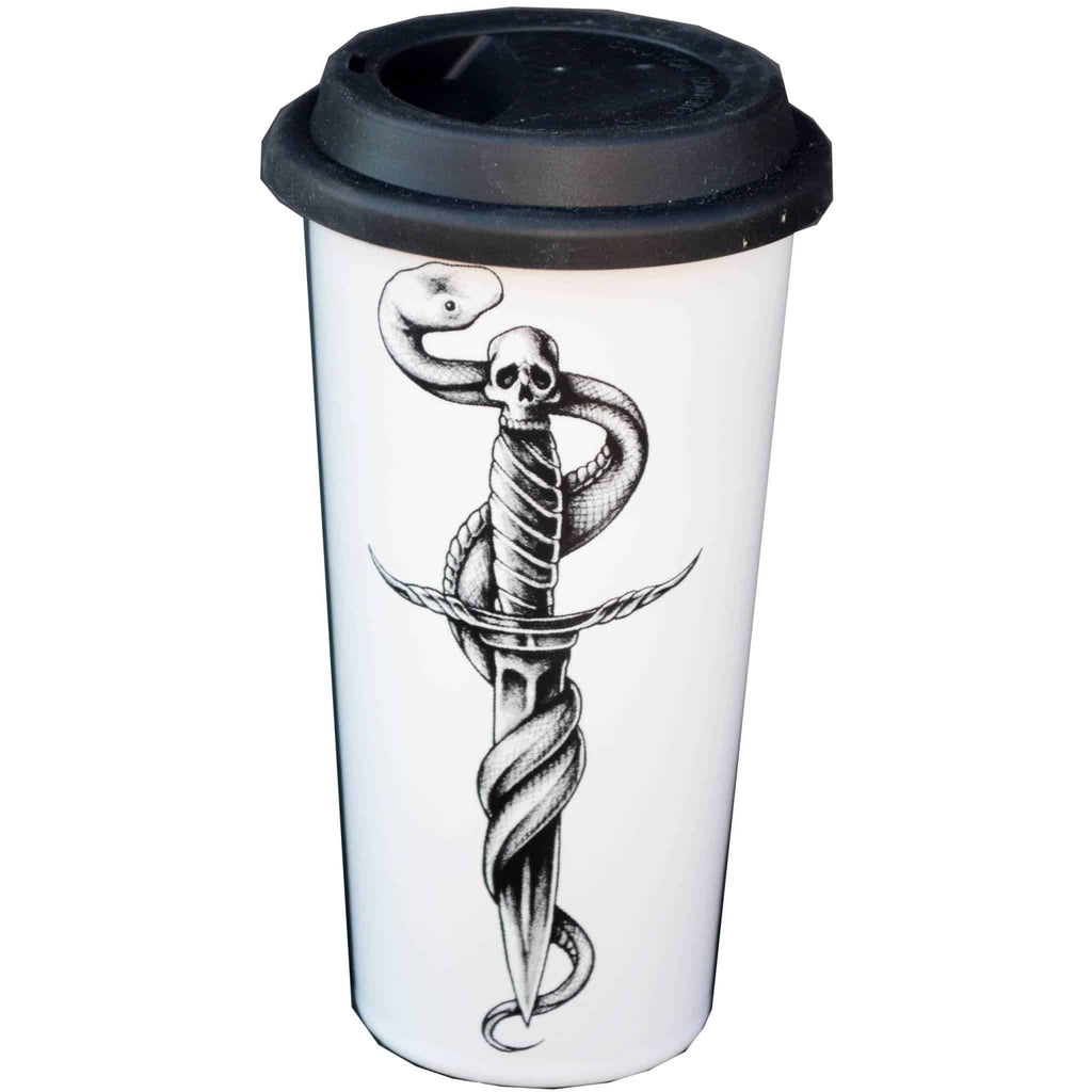 Snake with Knife Double Walled Travel Mug