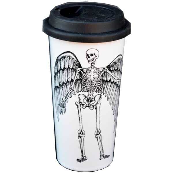 Winged Skeleton Double Walled Travel Mug