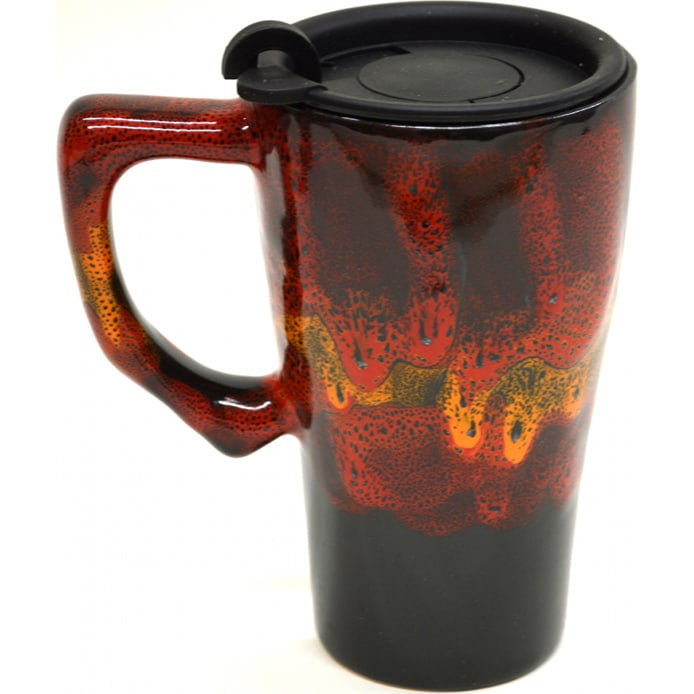 A Non-Pattern Glazed Tall Travel Mug with Handle