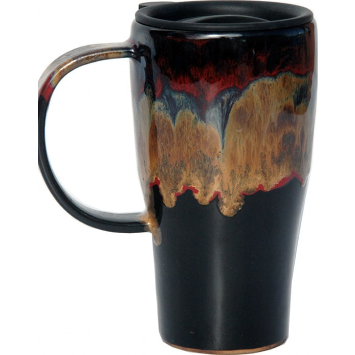 A Non-Pattern Glazed Tall Travel Mug with Handle