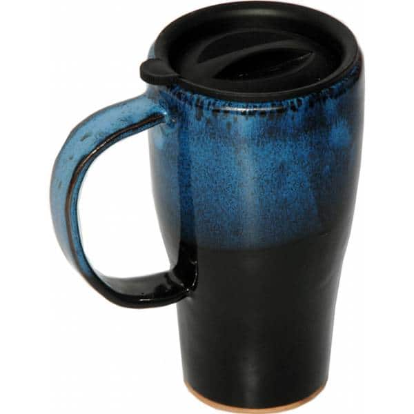 A Non-Pattern Glazed Tall Travel Mug with Handle