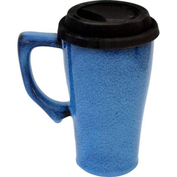 A Non-Pattern Glazed Tall Travel Mug with Handle