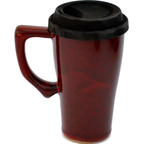 A Non-Pattern Glazed Tall Travel Mug with Handle