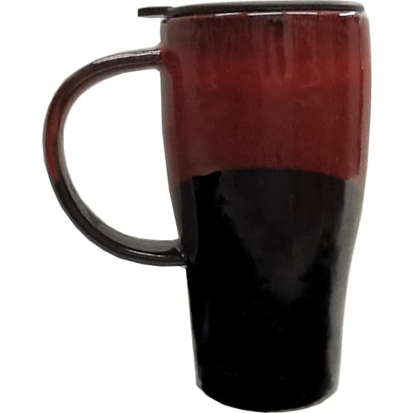 A Non-Pattern Glazed Tall Travel Mug with Handle