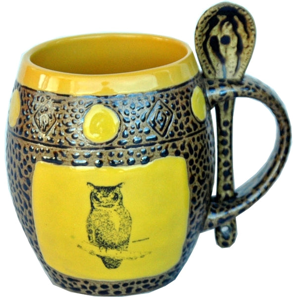 Owl Mugs with Spoons Box Set