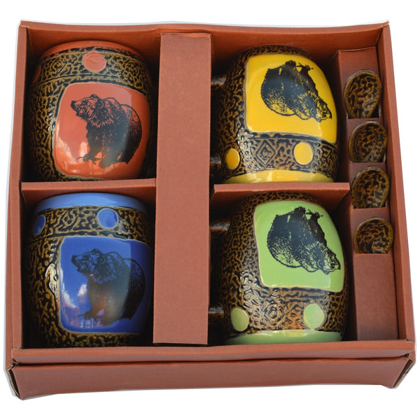 Bear Mugs with Spoons Box Set