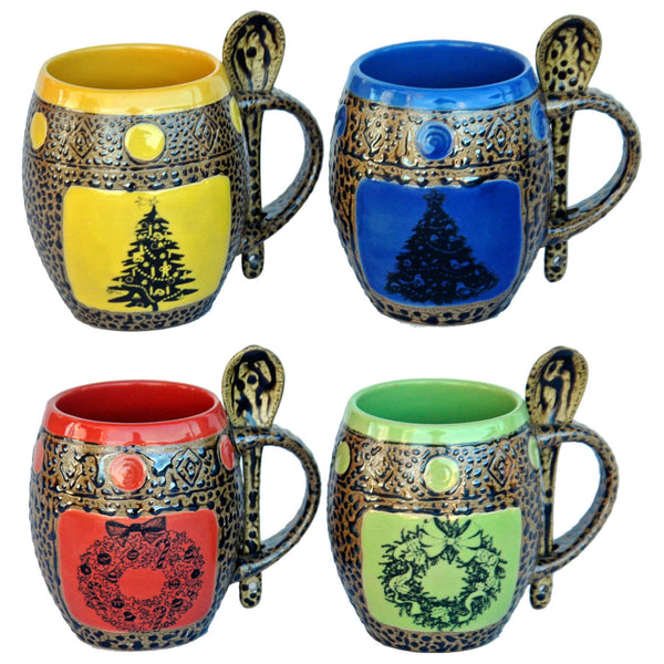 Christmas Mugs with Spoons Box