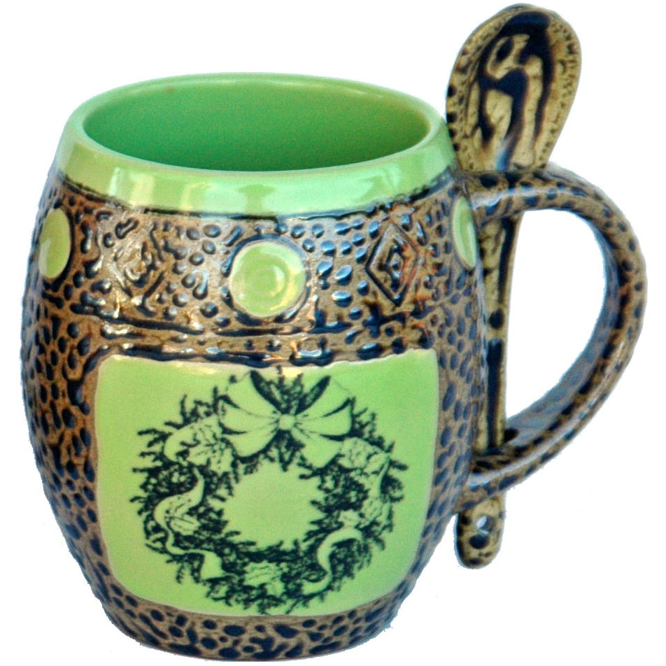 Christmas Wreath Mug with Spoon