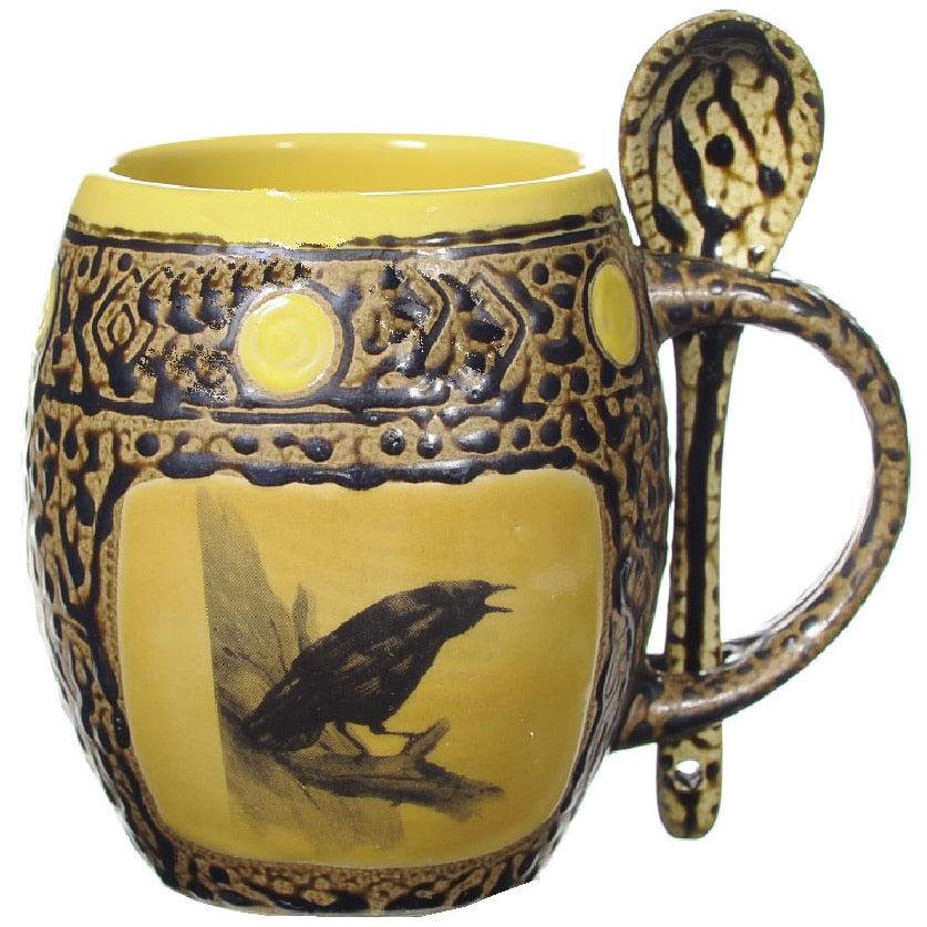 Crow Mugs with Spoons Box Set