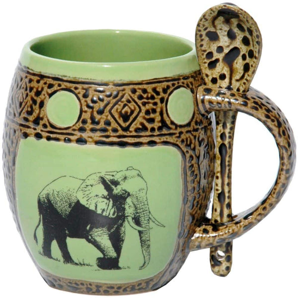 Elephant Mugs with Spoons Box Set