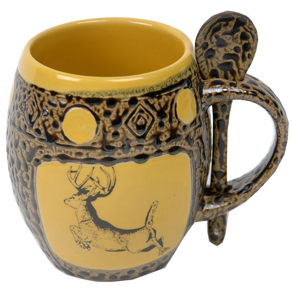 Jumping Deer Mugs with Spoons Box Set