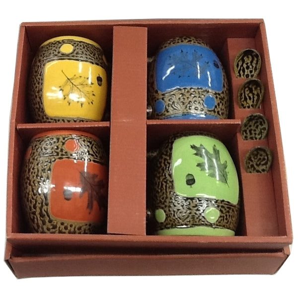 Oak Leaf Mugs with Spoons Box Set
