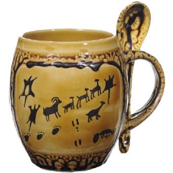 Petroglyph 1 Mug with Spoon in Beige