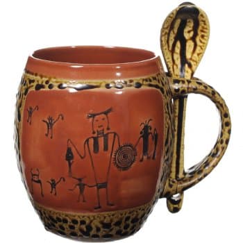 Petroglyph 3 Mug with Spoon in Dark Coral