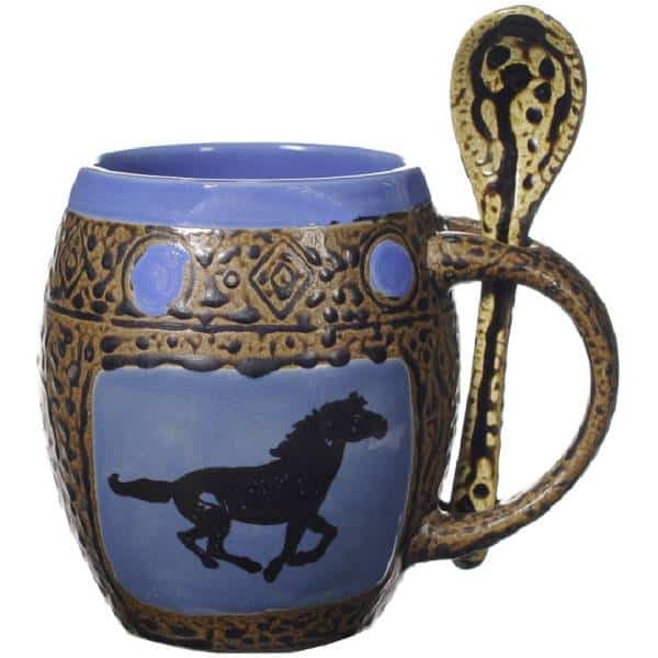 Running Horse Mugs with Spoons Box Set