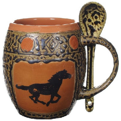 Running Horse Mugs with Spoons Box Set