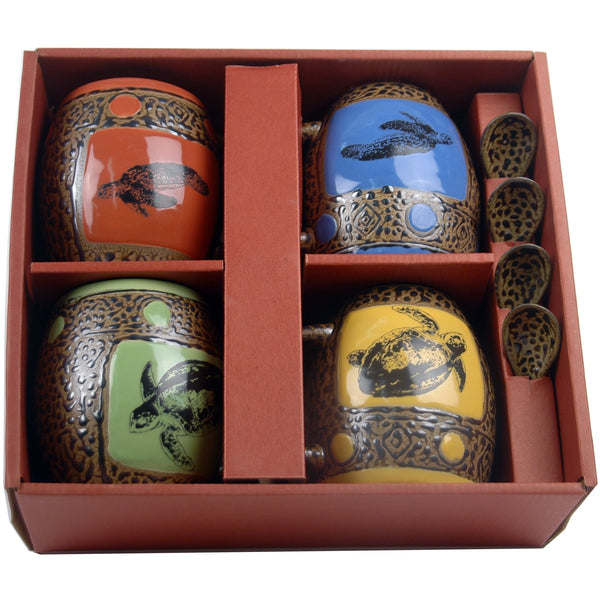 Sea Turtle Mugs with Spoons Box Set