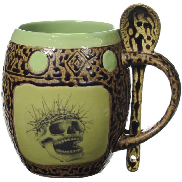 Skull with Crown of Thorns Mug with Spoon