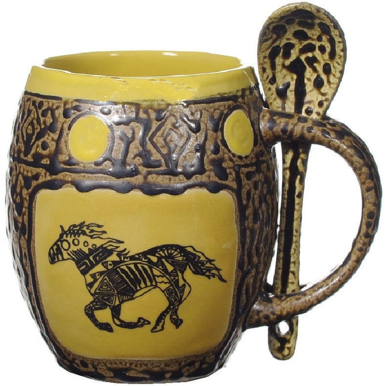 Southwest Running Horse Mug with Spoon