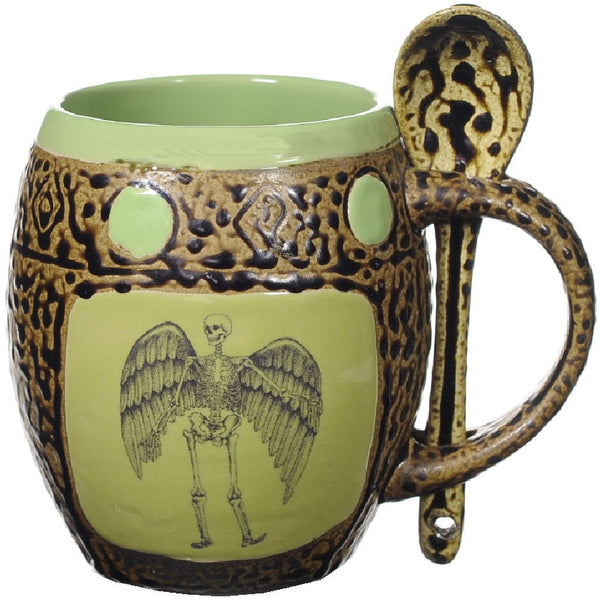 Winged Skeleton Mug with Spoon