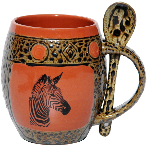 Zebra Mugs with Spoons Box Set