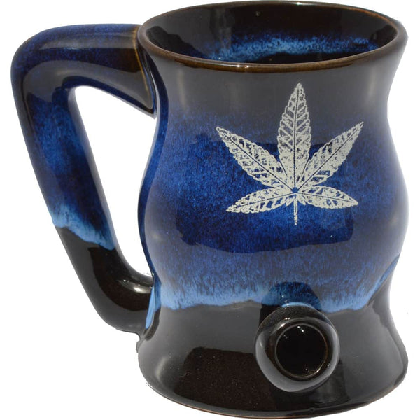 White Five Point Marijuana Leaf Bake and Wake Mug