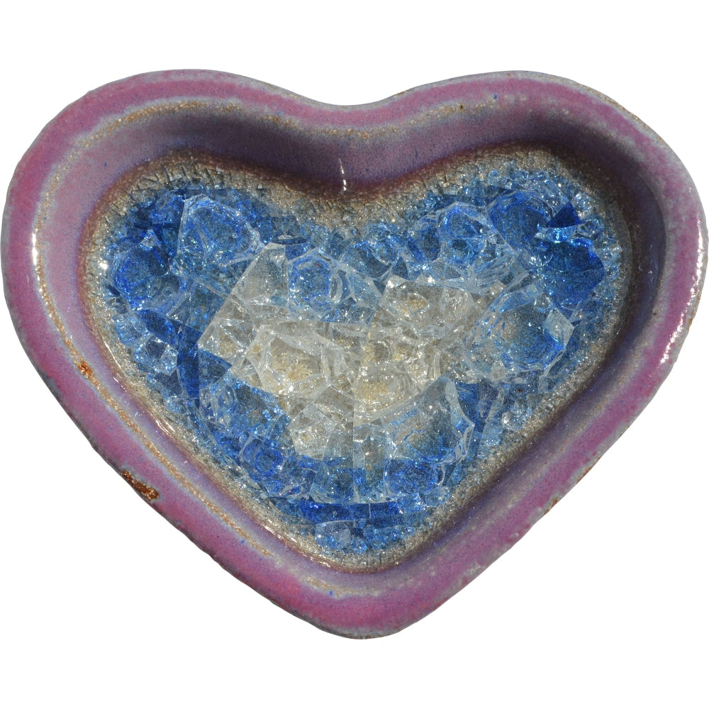 A Non-Pattern Glazed Fused Glass Heart Tray