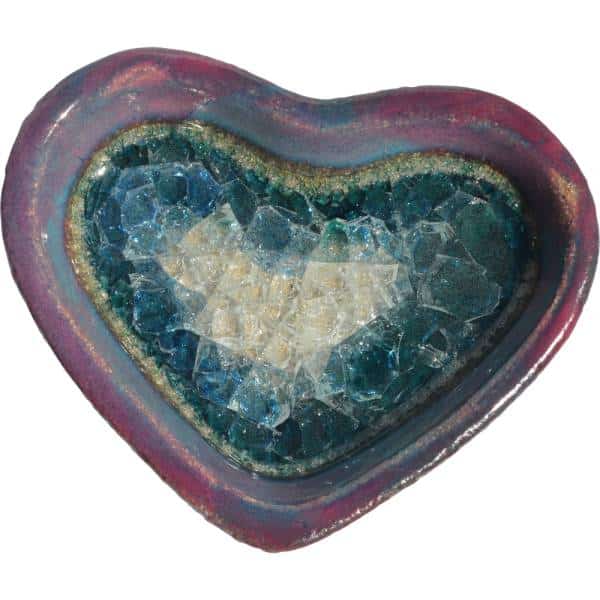 A Non-Pattern Glazed Fused Glass Heart Tray
