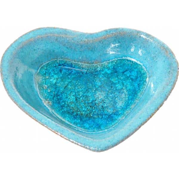 A Non-Pattern Glazed Fused Glass Heart Tray