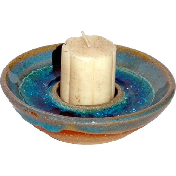 A Non-Pattern Glazed Fused Glass Candle Holder